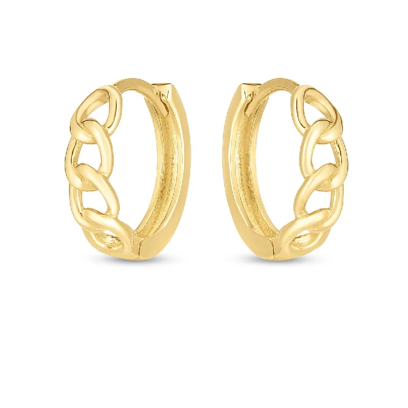 Women’s chandelier earrings-14KT Gold Cuban Link Hoop Earrings