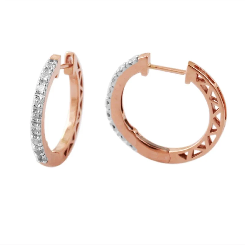 Women’s large dangle earrings-1/4 CTW Diamond Hoop Earrings in 10KT Rose Gold