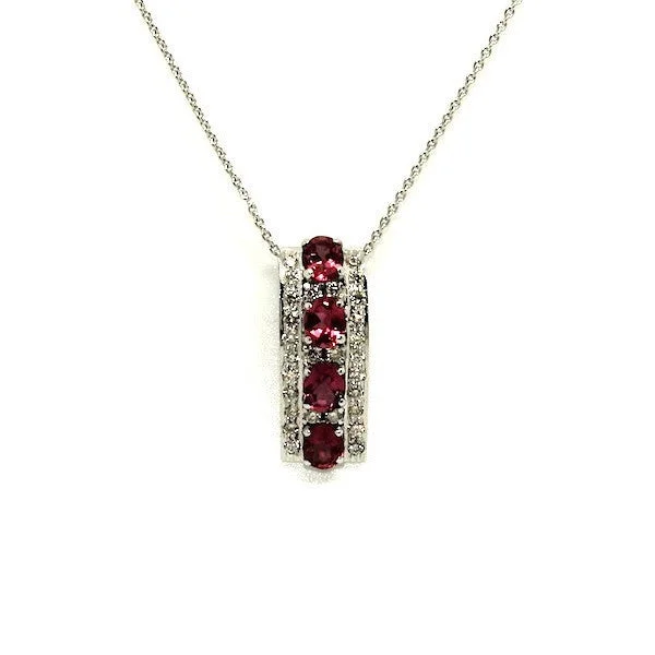 Women’s double-strand necklace-Tourmoline And Diamond Parallel Bar Pendant Ad No.0621