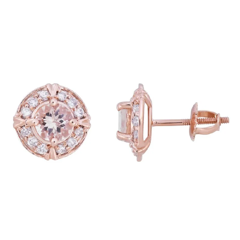 Women’s twisted earrings-LADIES EARRINGS 1.25CT ROUND DIAMOND 10K ROSE GOLD