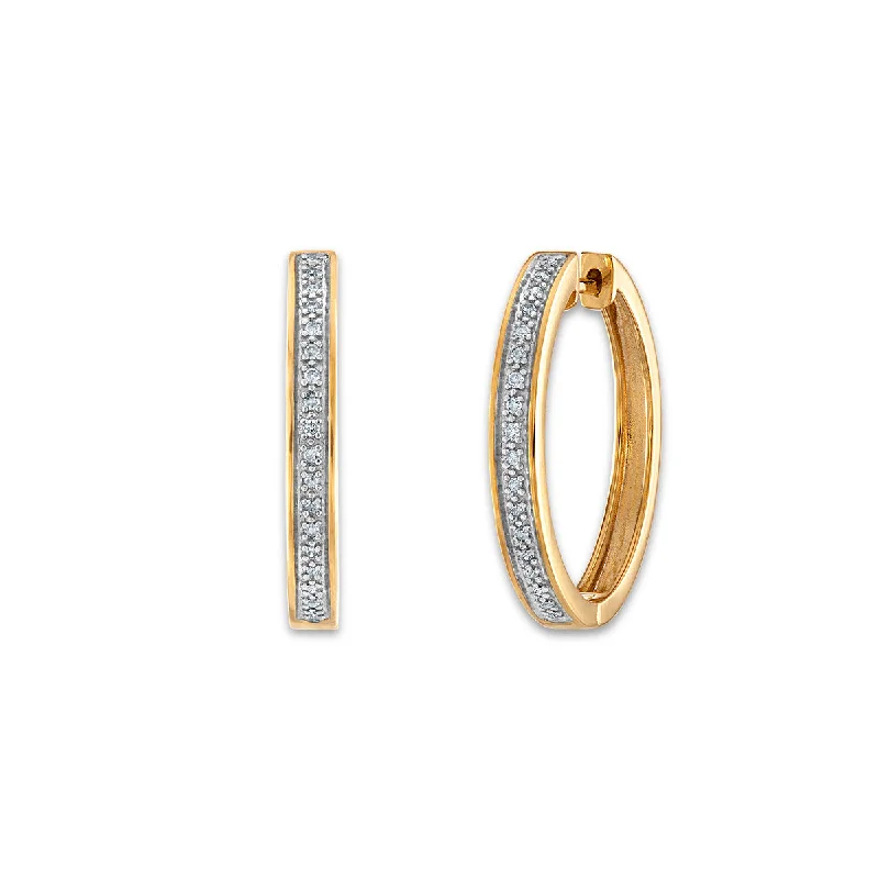 Women’s small gold earrings-1/10 CTW Diamond Hoop Earrings in 10KT Yellow Gold Plated Sterling Silver