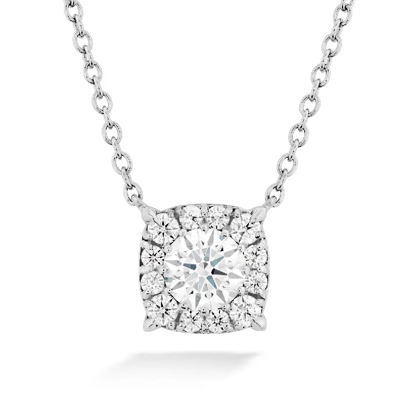 Women’s crystal pendant necklace-HOF Custom Halo Diamond Pendant