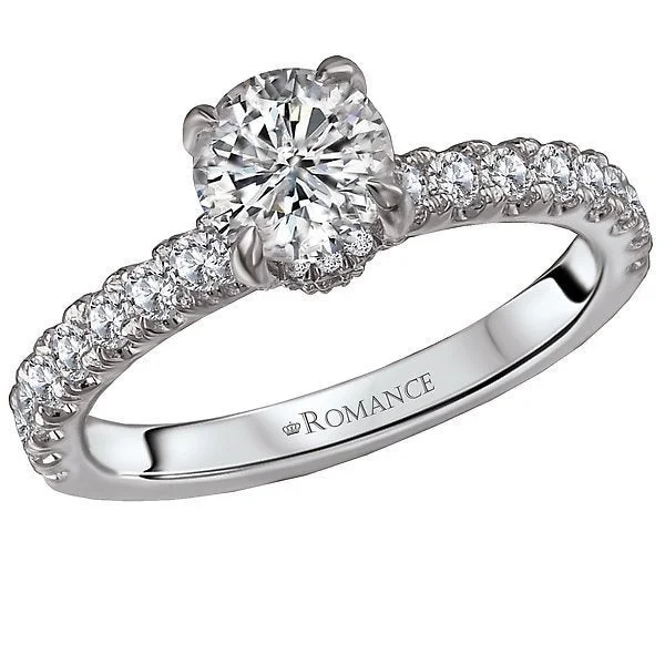 Women’s halo diamond ring engagement-18KT 1/2 CTW Diamond Accented Head Setting For 3/4 CT Round