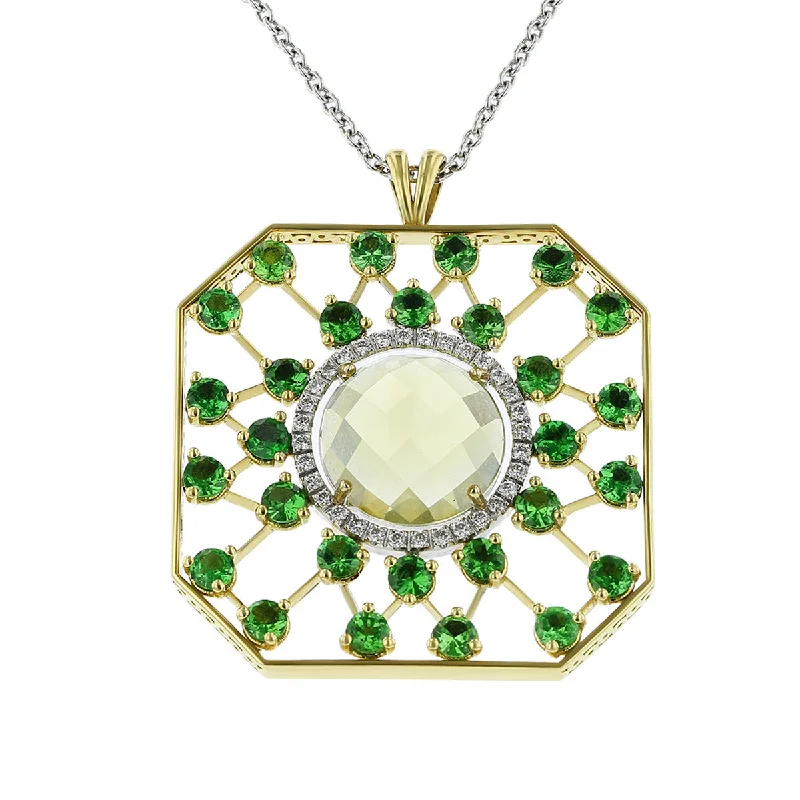 Women’s fancy necklace-Alex Ball Citrine, Tsavorite and Diamond Pendant