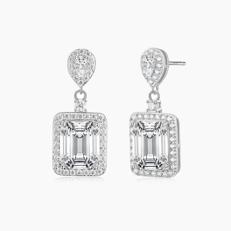 Women’s crystal drop earrings-Dangling Bridal Earrings