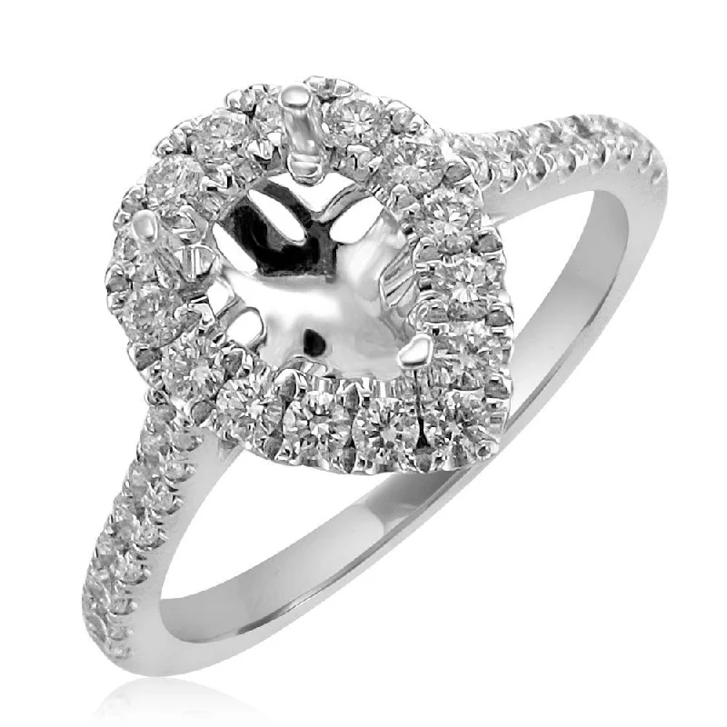 Women’s fancy engagement ring-14KT .59 CTW Diamond Halo Setting for .75 CT Pear Shape