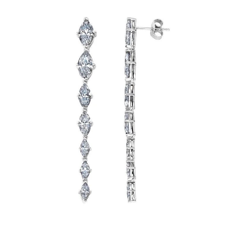 Women’s large hoop earrings-Crislu Platinum Plated Sterling Silver Cubic Zirconia Drop & Dangle Fashion Earrings