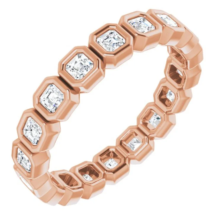 Women’s unique engagement ring-14K Rose 9/10 CTW Diamond Eternity Band