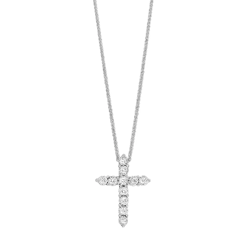 Women’s double-chain necklace-1/10 Ctw Diamond Cross Pendant in Sterling Silver