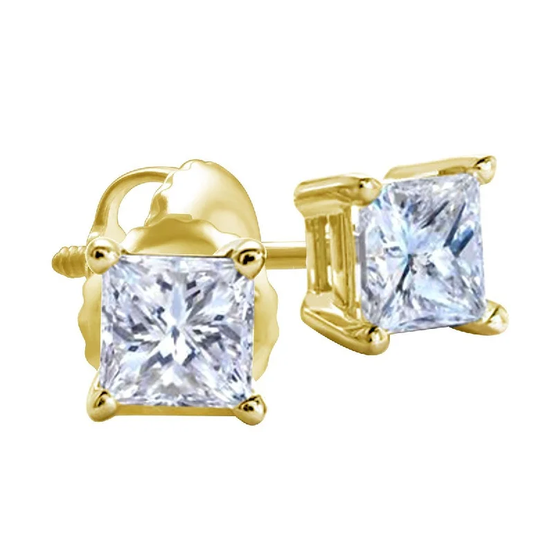 Women’s diamond dangling earrings-Premiere 1 CTW Diamond Solitaire Stud Earrings in 14KT Yellow Gold