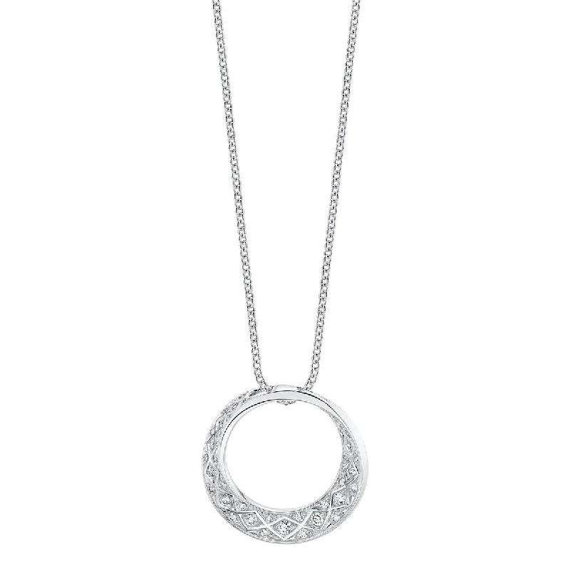 Women’s animal pendant necklace-Criss Cross Artisan Diamond Pave Circle Pendant