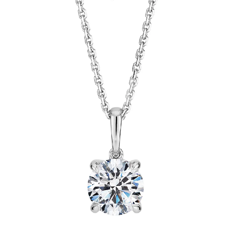 Women’s bridal necklace-Premium Certified Lab-Grown Diamond, 1.00 carat round brilliant solitaire pendant in 18 carat white gold