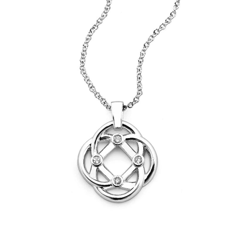 Women’s personalized necklace-The Safe Center Pendant, 14K White Gold and Diamond