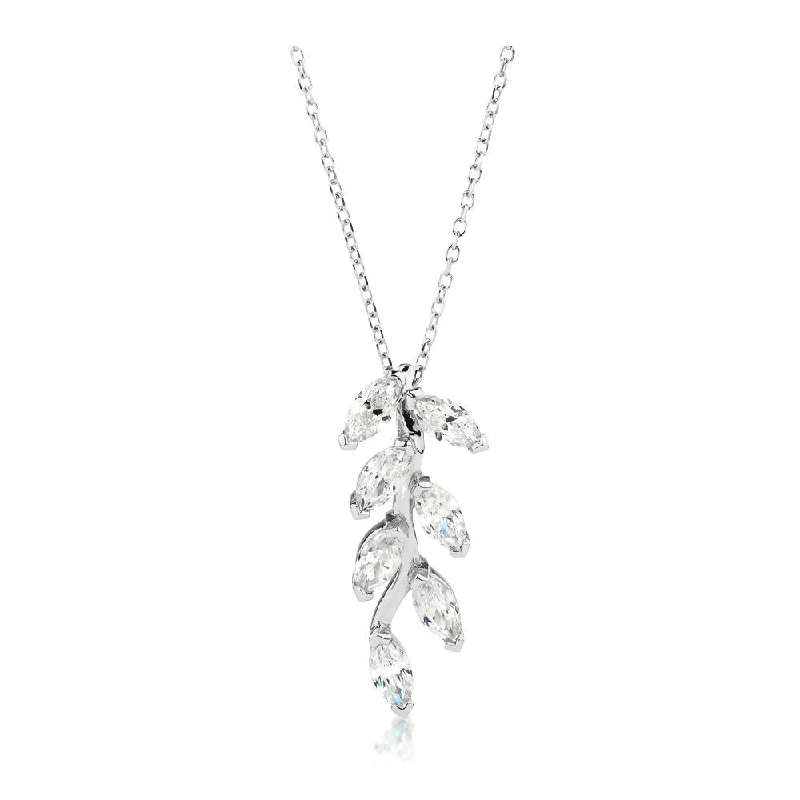 Women’s fashionable necklace-Fancy pendant with 0.98 carats* of diamond simulants in 10 carat white gold