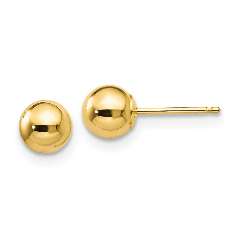 Women’s sapphire earrings-14KT Yellow Gold 5MM Ball Stud Earrings