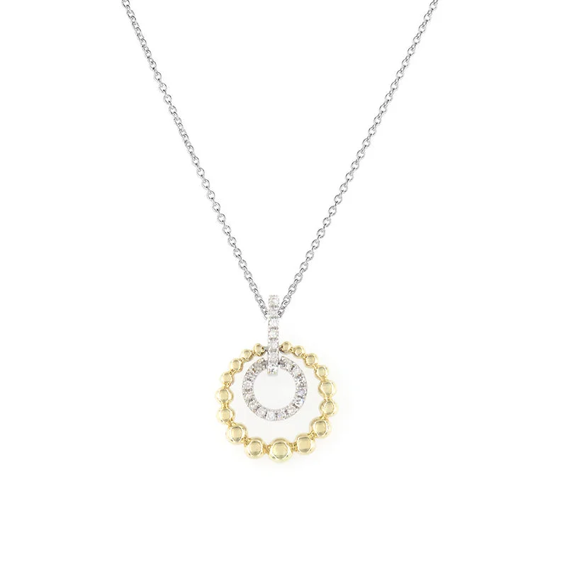 Women’s designer necklace-Diamond and Gold Bead Pendant, 14 Karat Gold