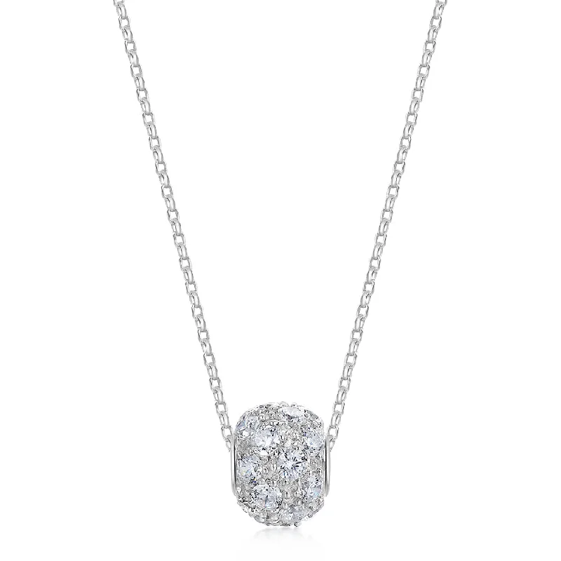 Women’s two-tone necklace-Round Brilliant pendant with 1.2 carats* of diamond simulants in sterling silver