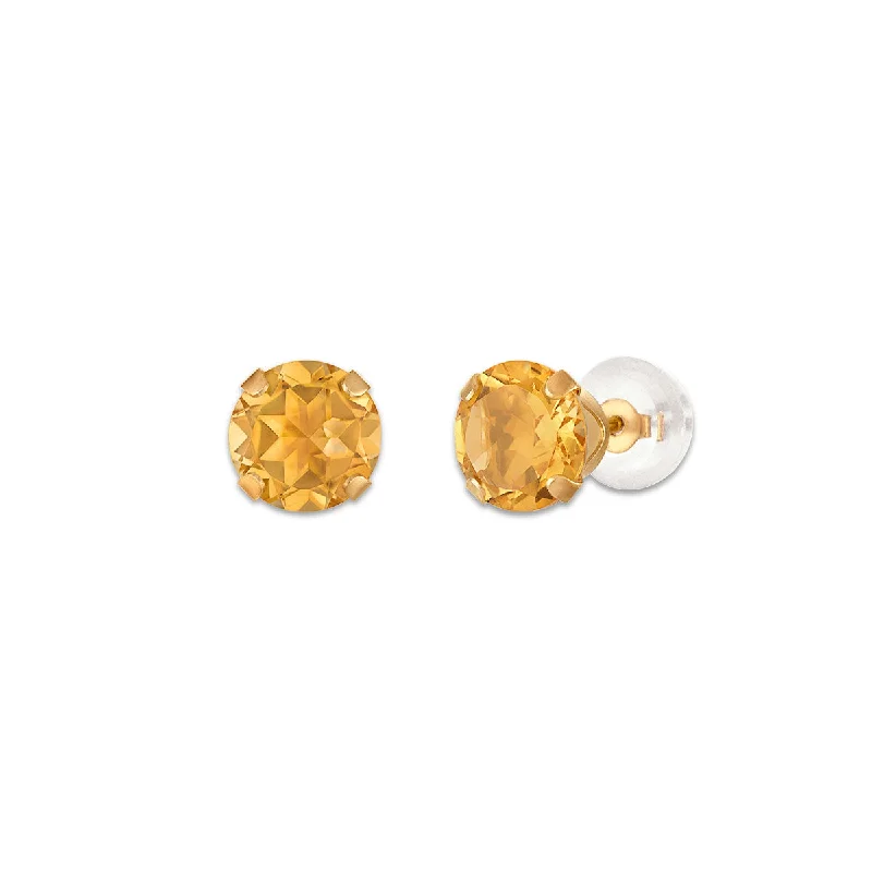 Women’s silver earrings-Citrine Birthstone Stud Earrings in 10KT Gold