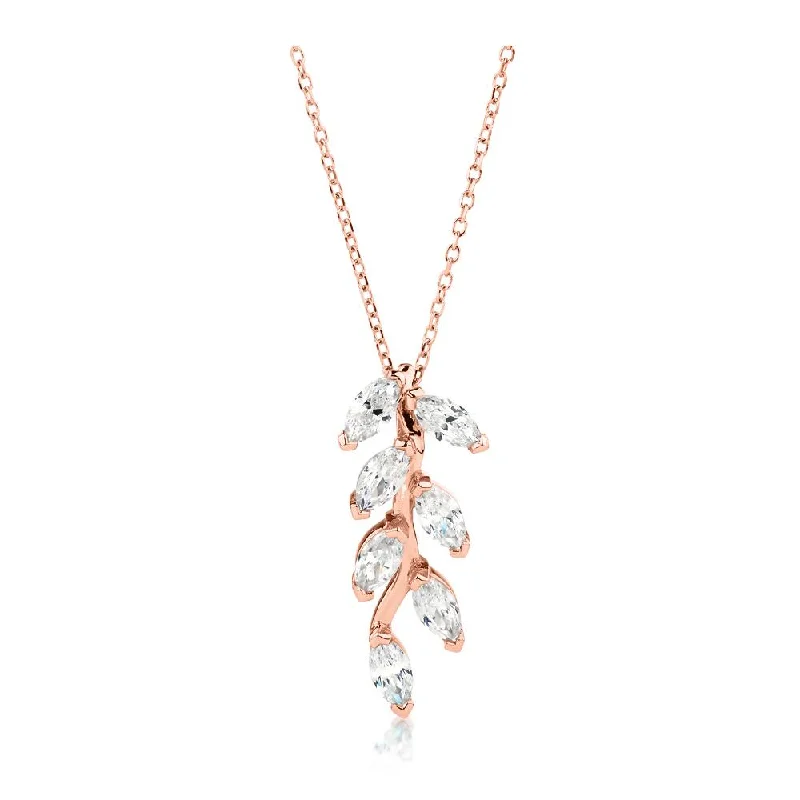 Women’s adjustable necklace-Fancy pendant with 0.98 carats* of diamond simulants in 10 carat rose gold