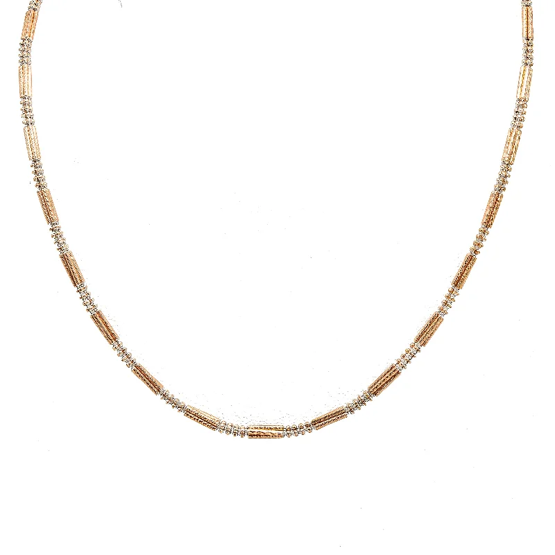 Women’s diamond necklace-22K Multi Tone Gold Chain W/ Rounded Bead Link