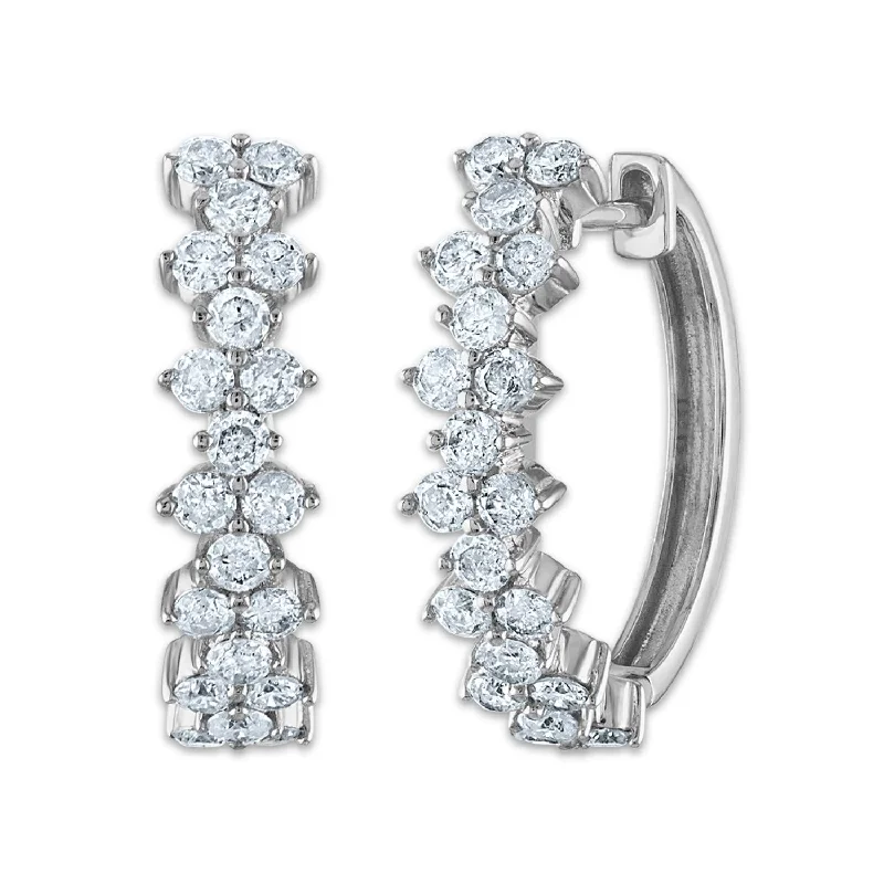 Women’s adjustable earrings-1 CTW Diamond Hoop Earrings in 10KT White Gold