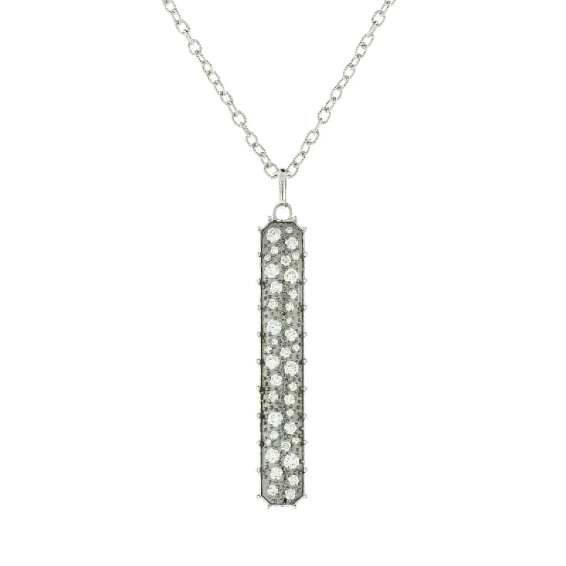 Women’s square pendant necklace-Diamond Confetti Long Tag Pendant