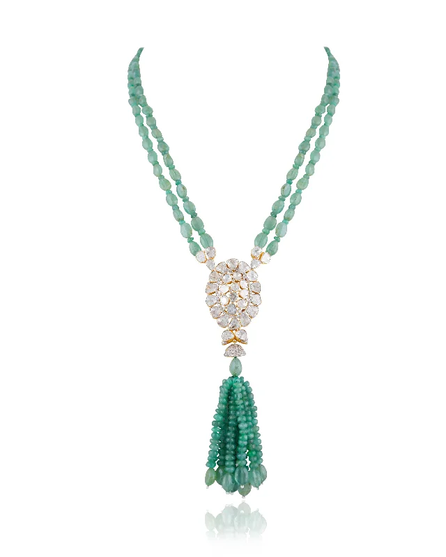 Women’s classic necklace-Sima Polki And Diamond Bead Pendant