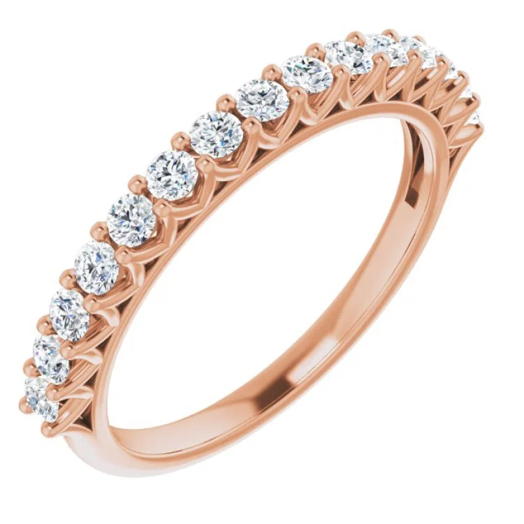 Women’s double band engagement ring-14K Rose 1/2 CTW Natural Diamond Anniversary Band