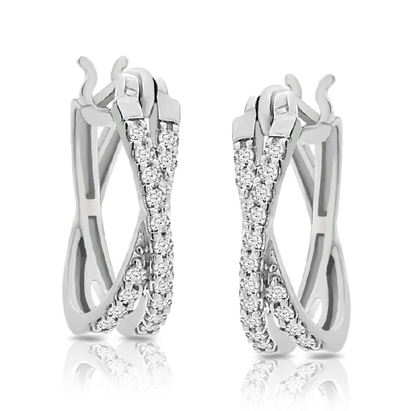 Women’s luxury stud earrings-LADIES EARRINGS 0.25CT ROUND DIAMOND 10K WHITE GOLD