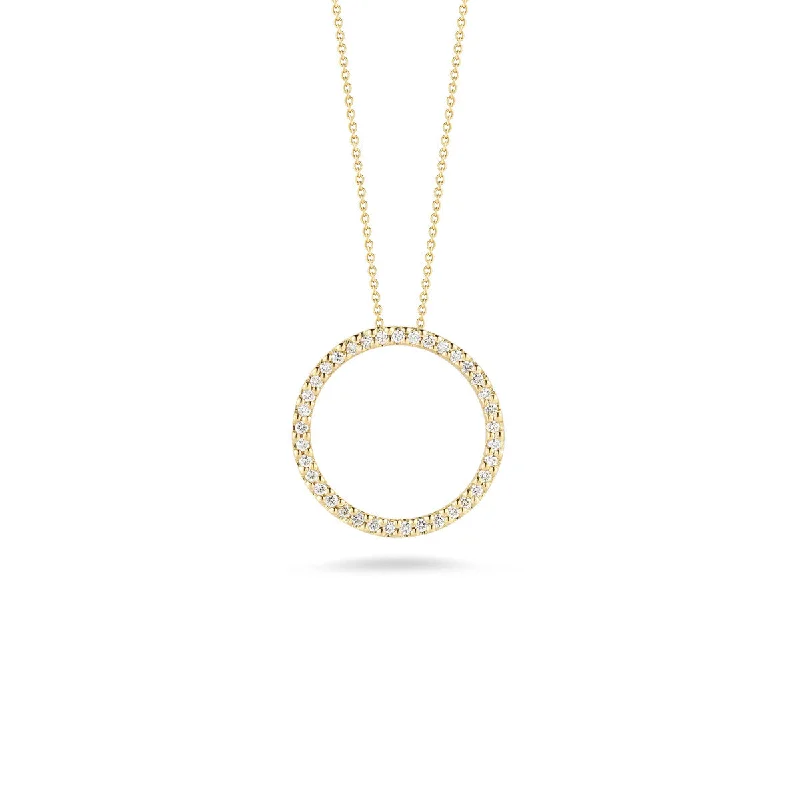 Women’s birthstone pendant necklace-Circle Pendant with Diamonds