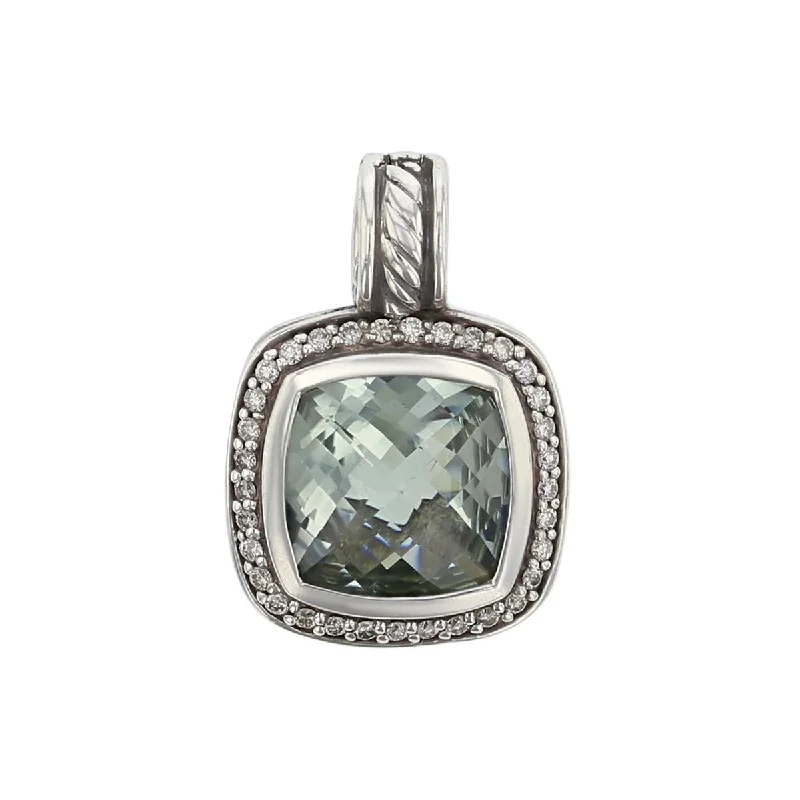 Women’s gemstone chain necklace-David Yurman Prasiolite and Diamond Albion Pendant