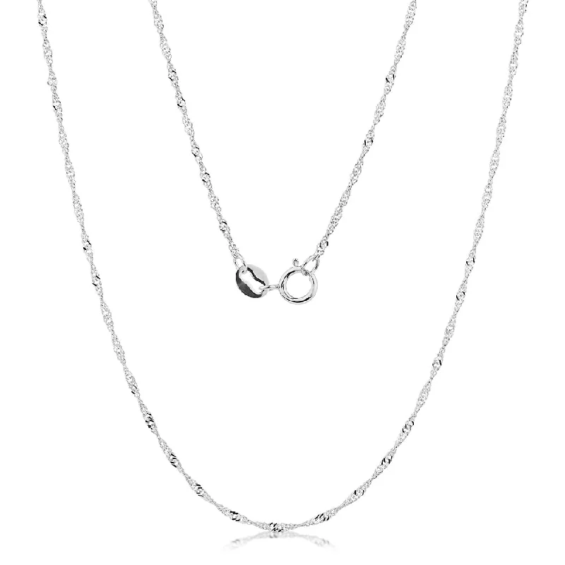 Women’s teardrop necklace-50CM singapore chain in 10 carat white gold