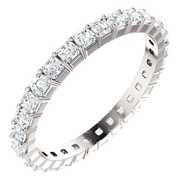 Women’s custom engagement ring-14KT GOLD 1 1/2 CTW ASSCHER DIAMOND SHARED PRONG ETERNITY BAND