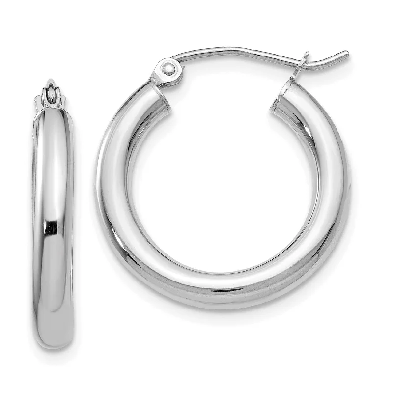 Women’s gem drop earrings-14KT White Gold 20X3MM Hoop Earrings