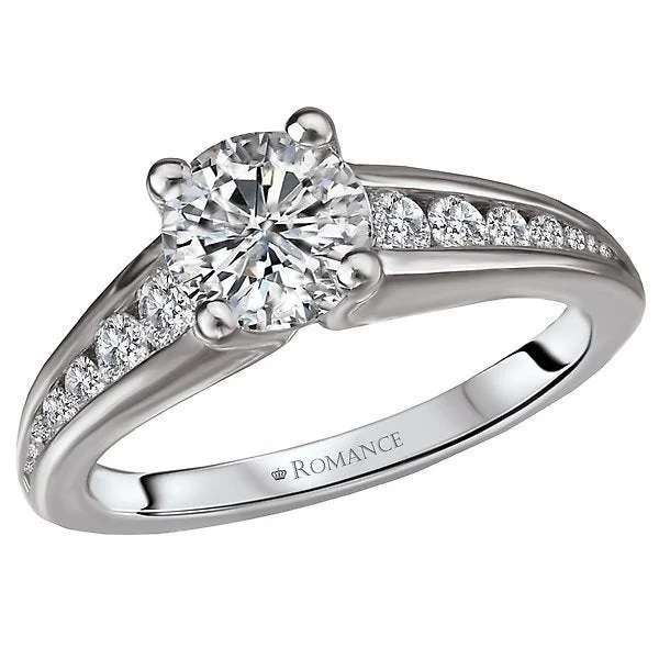 Women’s personalized gemstone engagement ring-14KT 3/8 CTW DIAMOND GRADUATE CHANNEL SET MOUNTING FOR 1 CT ROUND