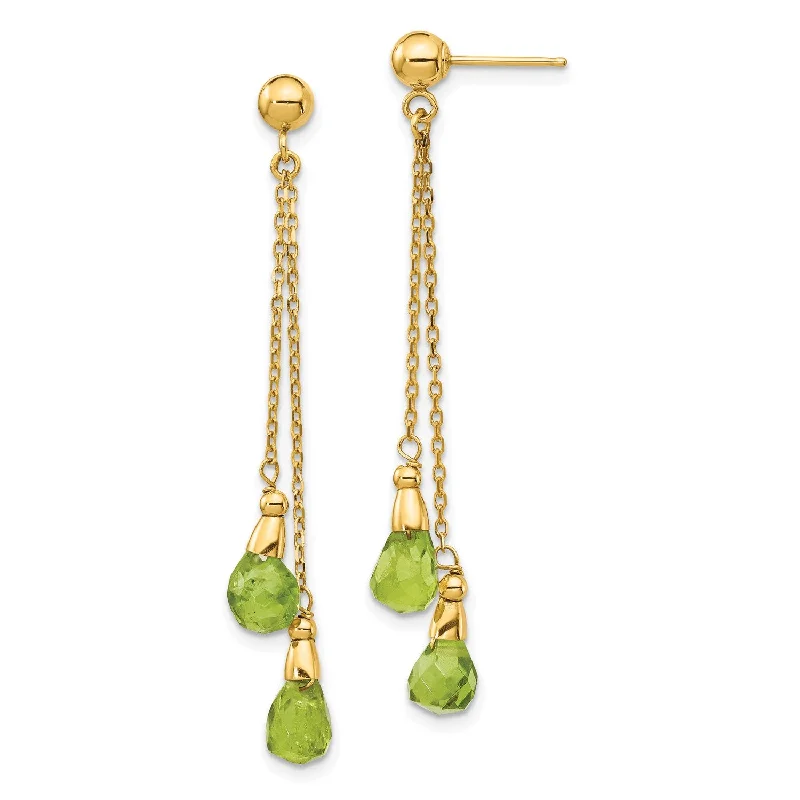 Women’s bohemian earrings-Peridot Drop & Dangle Earrings in 14KT Yellow Gold