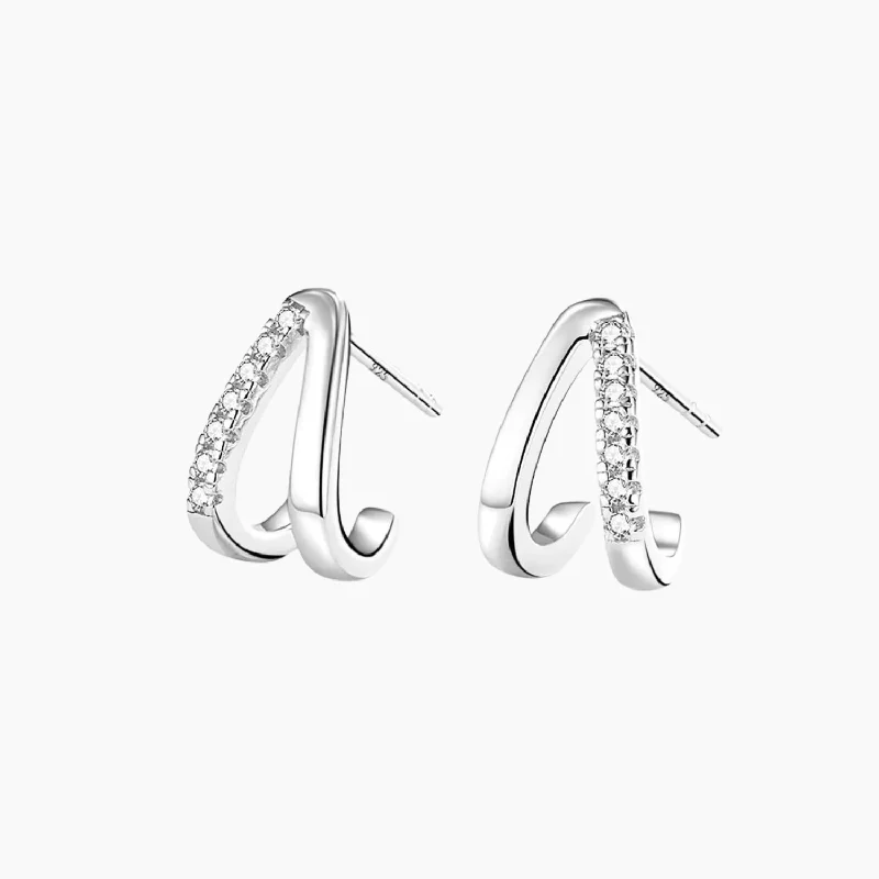 Women’s teardrop diamond earrings-Women's Washer Curved Earrings