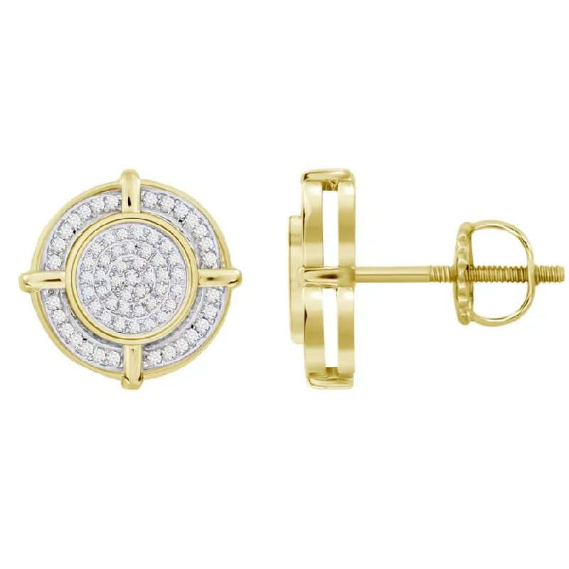 Women’s ruby earrings-LADIES STUD EARRINGS 0.33CT ROUND DIAMOND 10K YELLOW GOLD