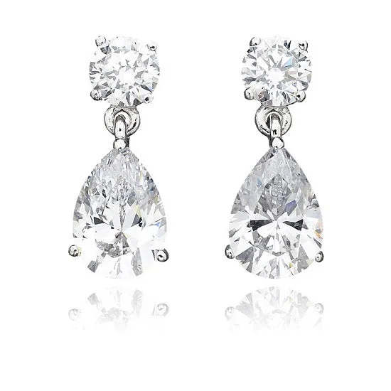 Women’s diamond hoop earrings-Crislu Platinum Plated Sterling Silver Cubic Zirconia Earrings