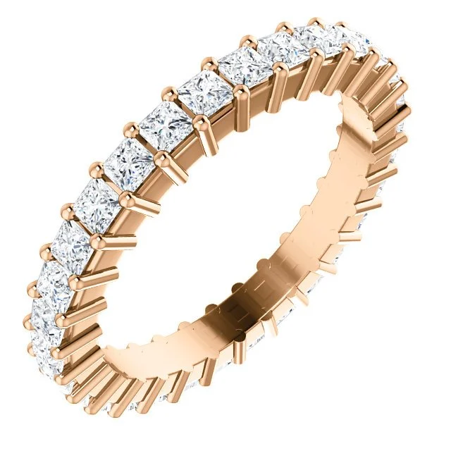 Women’s simple engagement ring-14KT GOLD 1 CTW PRINCESS CUT DIAMOND SHARED PRONG ETERNITY BAND