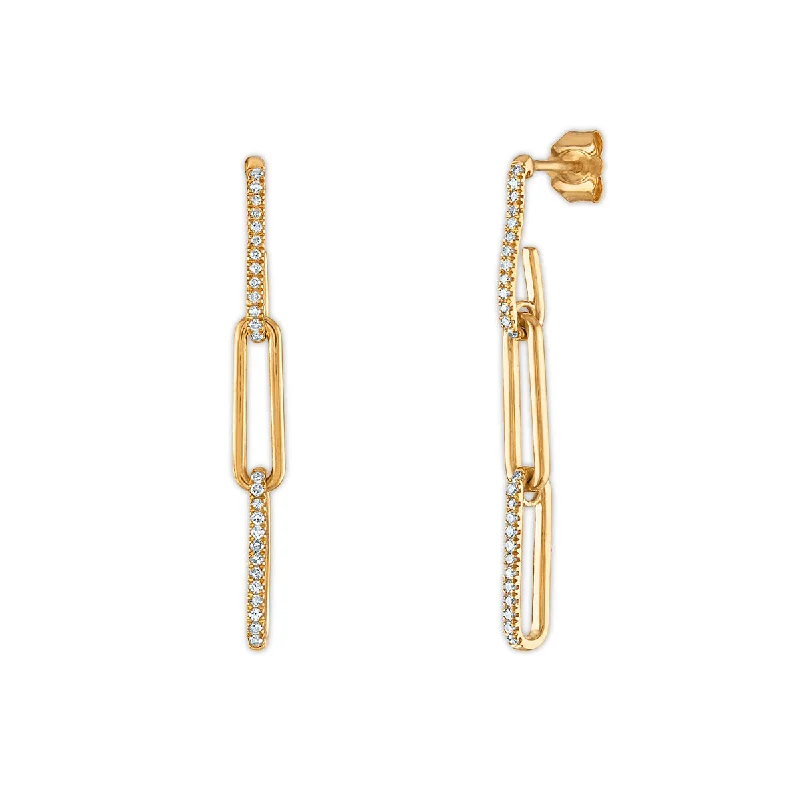 Women’s double drop earrings-LoveSong 1/5 CTW Diamond Fashion Drop & Dangle Paper Clip Earrings in 10KT Yellow Gold