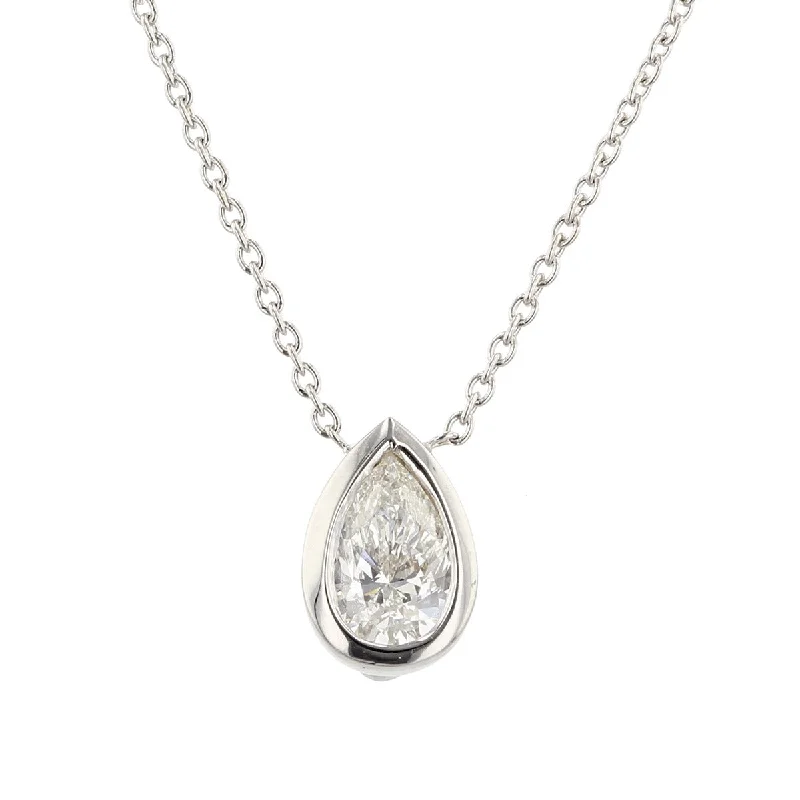 Women’s adjustable chain necklace-18K Diamond Pear Shape Pendant