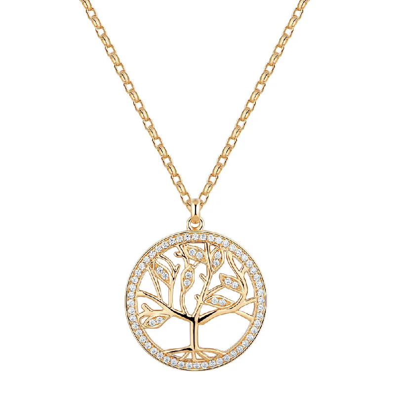 Women’s gold chain pendant necklace-Fancy pendant with 0.35 carats* of diamond simulants in 10 carat yellow gold