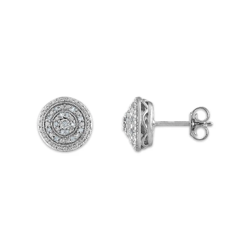 Women’s teardrop diamond earrings-Sterling Silver 1/10 CTW Diamond Cluster Stud Earrings