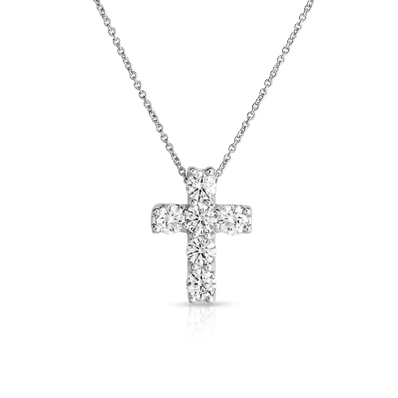 Women’s heart pendant necklace-Diamond Square Cross Pendant