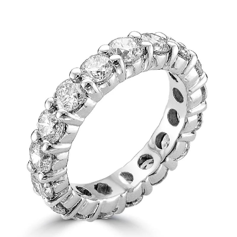 Women’s unique gemstone engagement ring-14KT WHITE GOLD 4.00 CTW ROUND DIAMOND ETENITY BAND