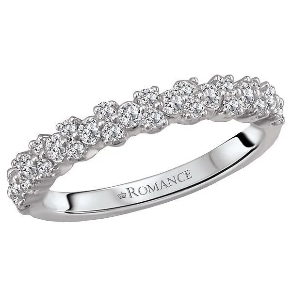 Women’s diamond-encrusted engagement ring-14KT WHITE GOLD 3/8 CTW DIAMOND SINGLE, DOUBLE BAND