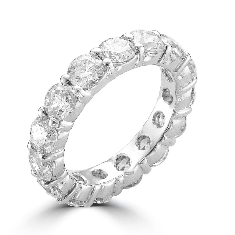 Women’s fine diamond engagement ring-14KT WHITE GOLD 5.00 CTW ROUND DIAMOND ETERNITY BAND