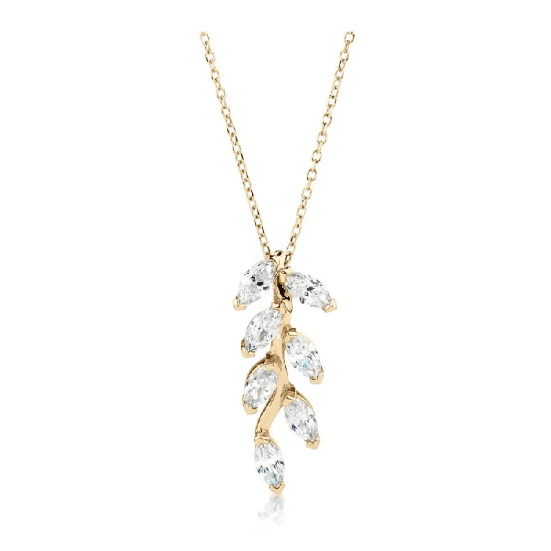 Women’s birthstone necklace-Fancy pendant with 0.98 carats* of diamond simulants in 10 carat yellow gold