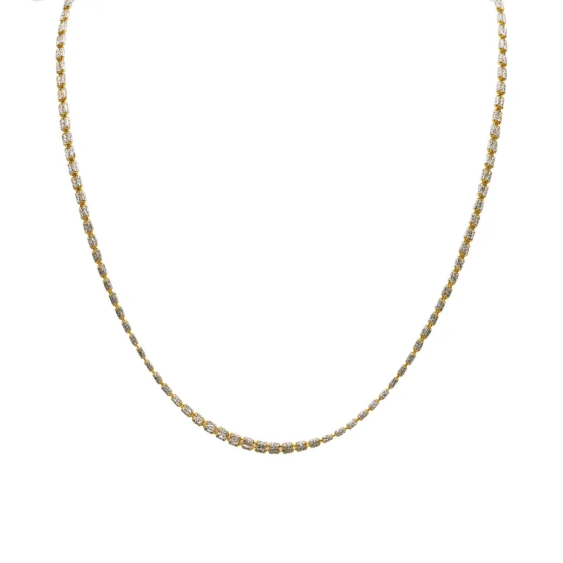 Women’s gemstone chain necklace-22K Multi Tone Gold Chain W/ Double Clustered Beaded Chain